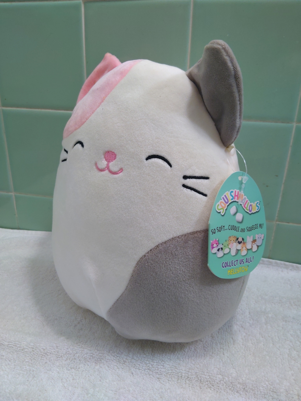 Squishmallows Katrina Calico Cat 10" Plush - White, Pink & Gray Retired